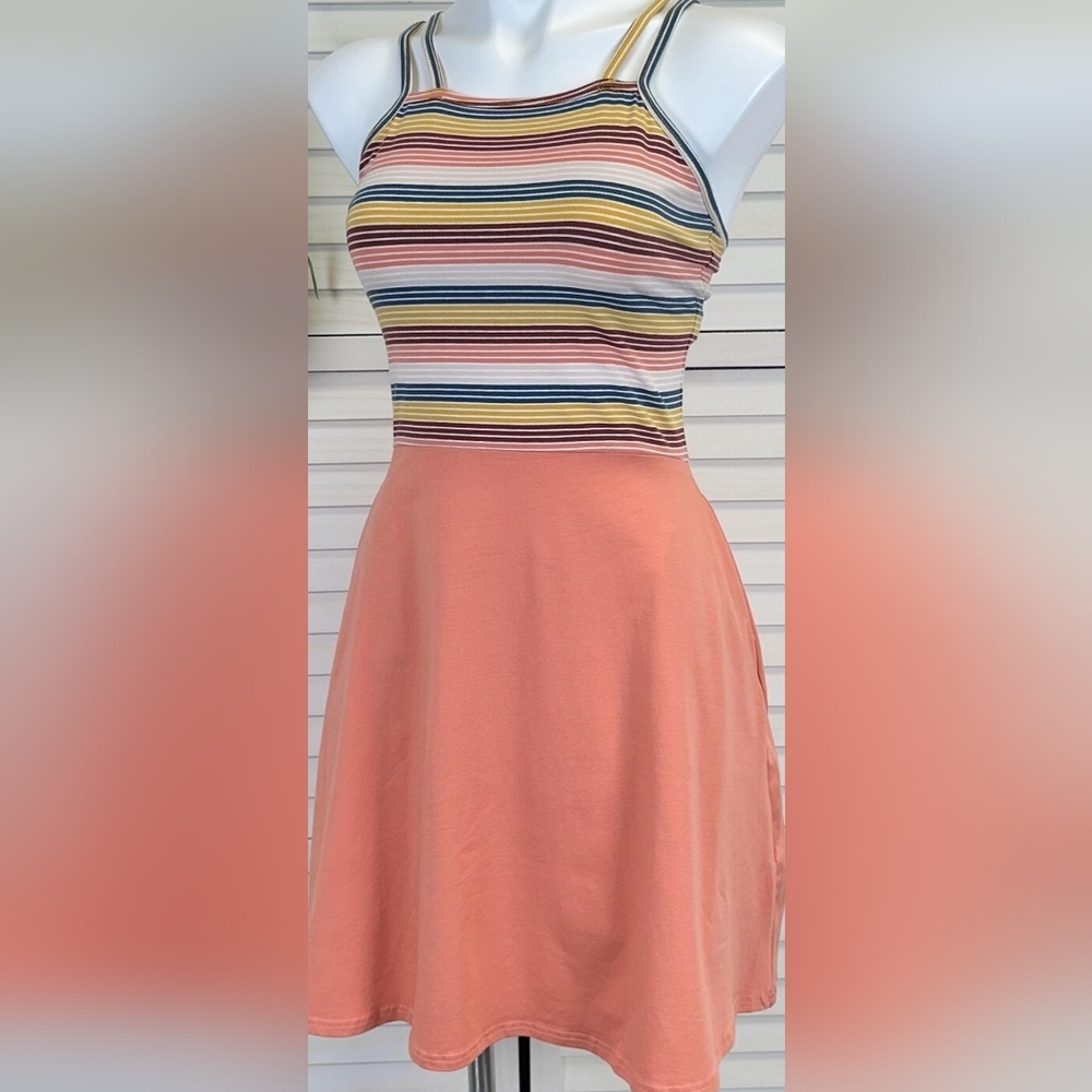 Pact Organic Striped Dress with Built In Bra, Adjustable Straps, and Pockets.